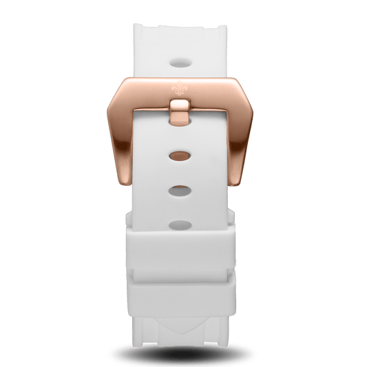 White Silicone Strap With Rose Gold Buckle